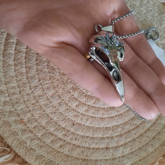 Raven Skull Pendant Gothic Pendant Necklace - Stainless Steel, NEW! - Picture 7 of 14